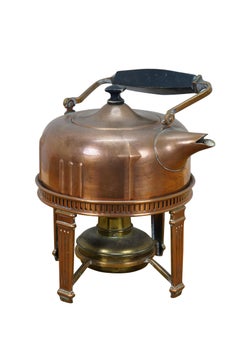 Art Deco S Sternau Copper Tea Coffee Pot Teapot Kettle Burner Stand 10"