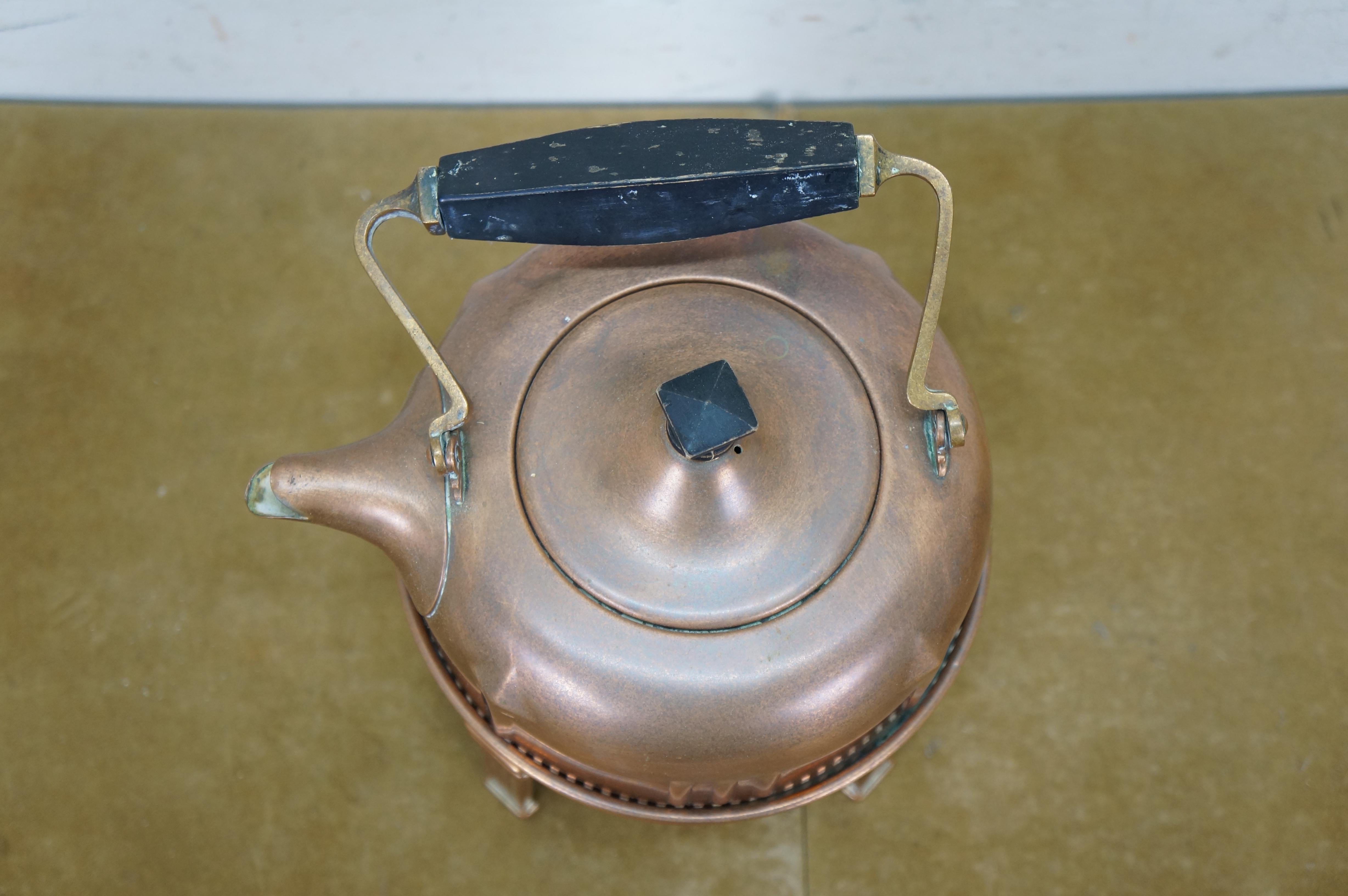 Art Deco S Sternau Kupfer Tee Kaffee Topf Teekanne Kessel Brenner Stand 10