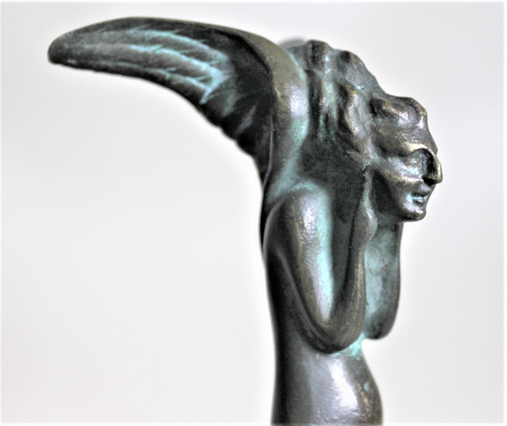 Art Deco S. Zelikson Bronzeskulptur einer geflügelten weiblichen Aktskulptur „The Temptation“ im Angebot 4
