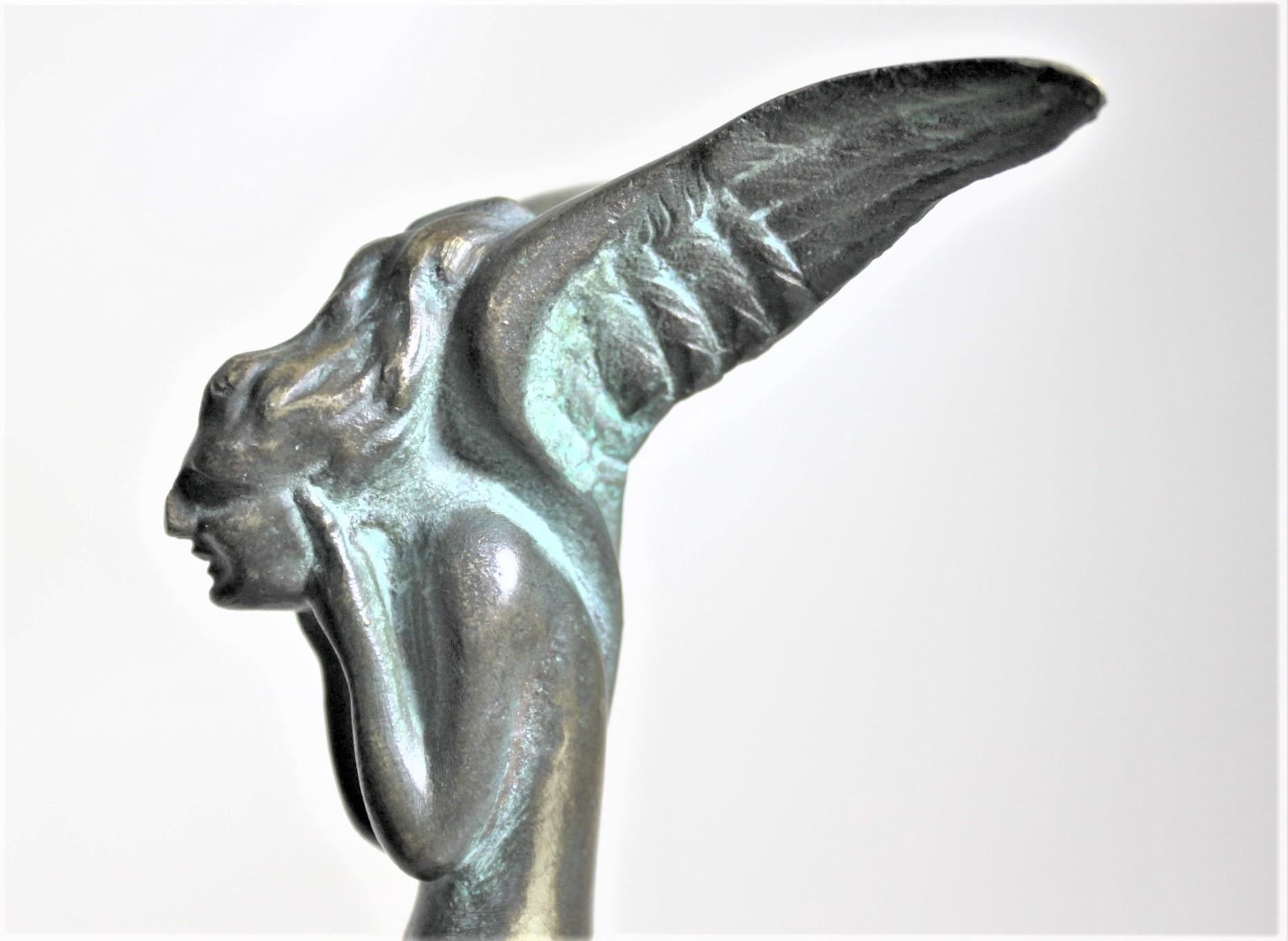 Art Deco S. Zelikson Bronzeskulptur einer geflügelten weiblichen Aktskulptur „The Temptation“ im Angebot 6