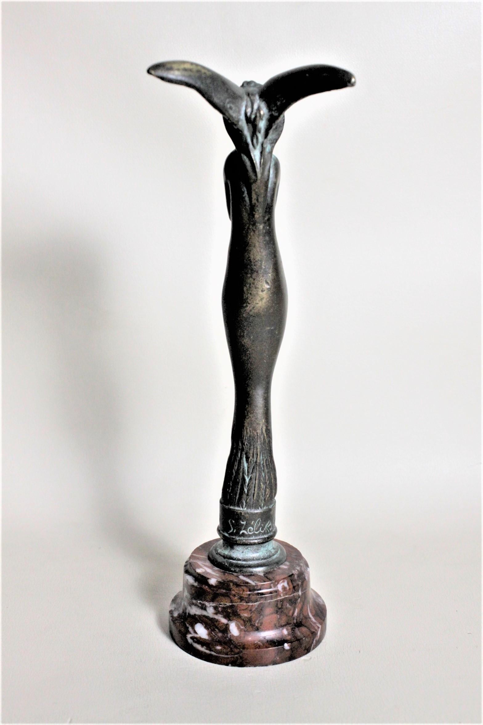 Cast Art Deco S. Zelikson Bronze Sculpture of a Nude Winged Female 