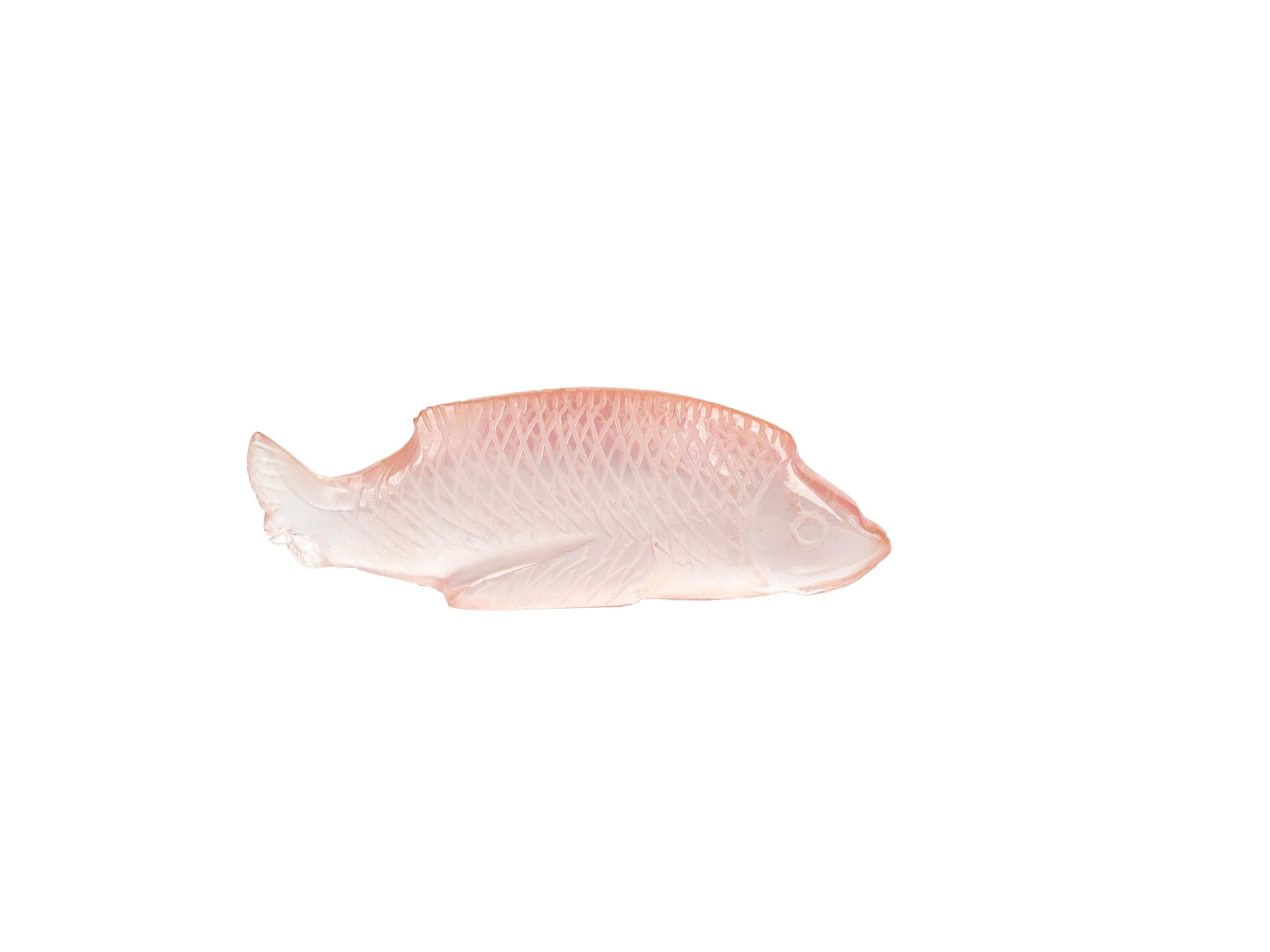 French Art Deco Sabino Artistic Pink Glass Opalescent 'Fish' by Marius Ernest Sabino For Sale
