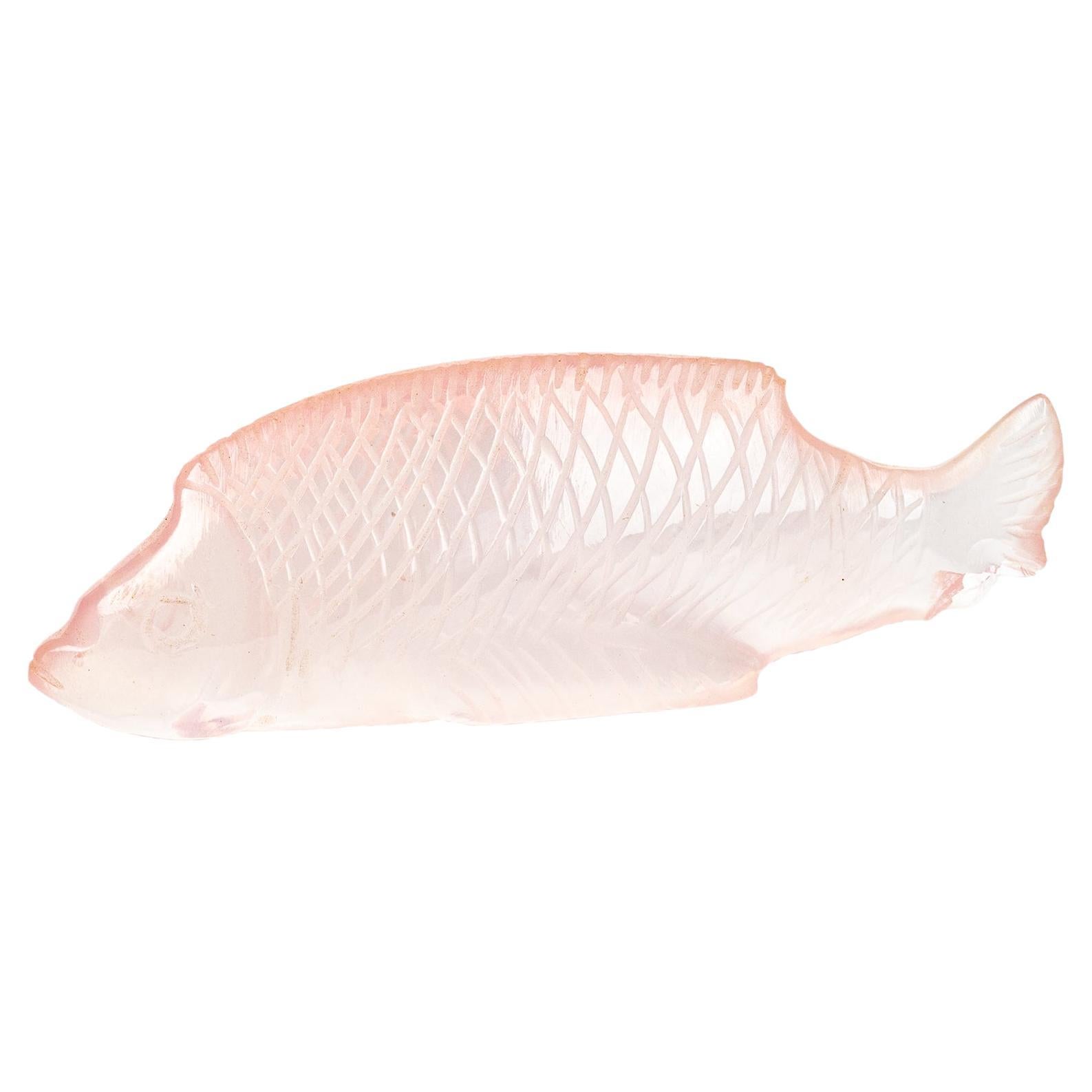 Art Deco Sabino Artistic Pink Glass Opalescent 'Fish' by Marius Ernest Sabino For Sale