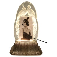 Art Deco Sabino, Rare Lit Table Lamp Photograph / Picture Frame. France 1920´s