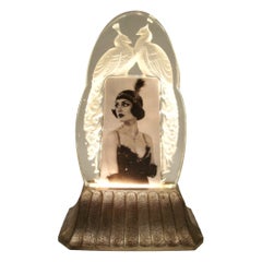 Art Deco Sabino, Rare Lit Table Lamp Photograph / Picture Frame. France 1920´s
