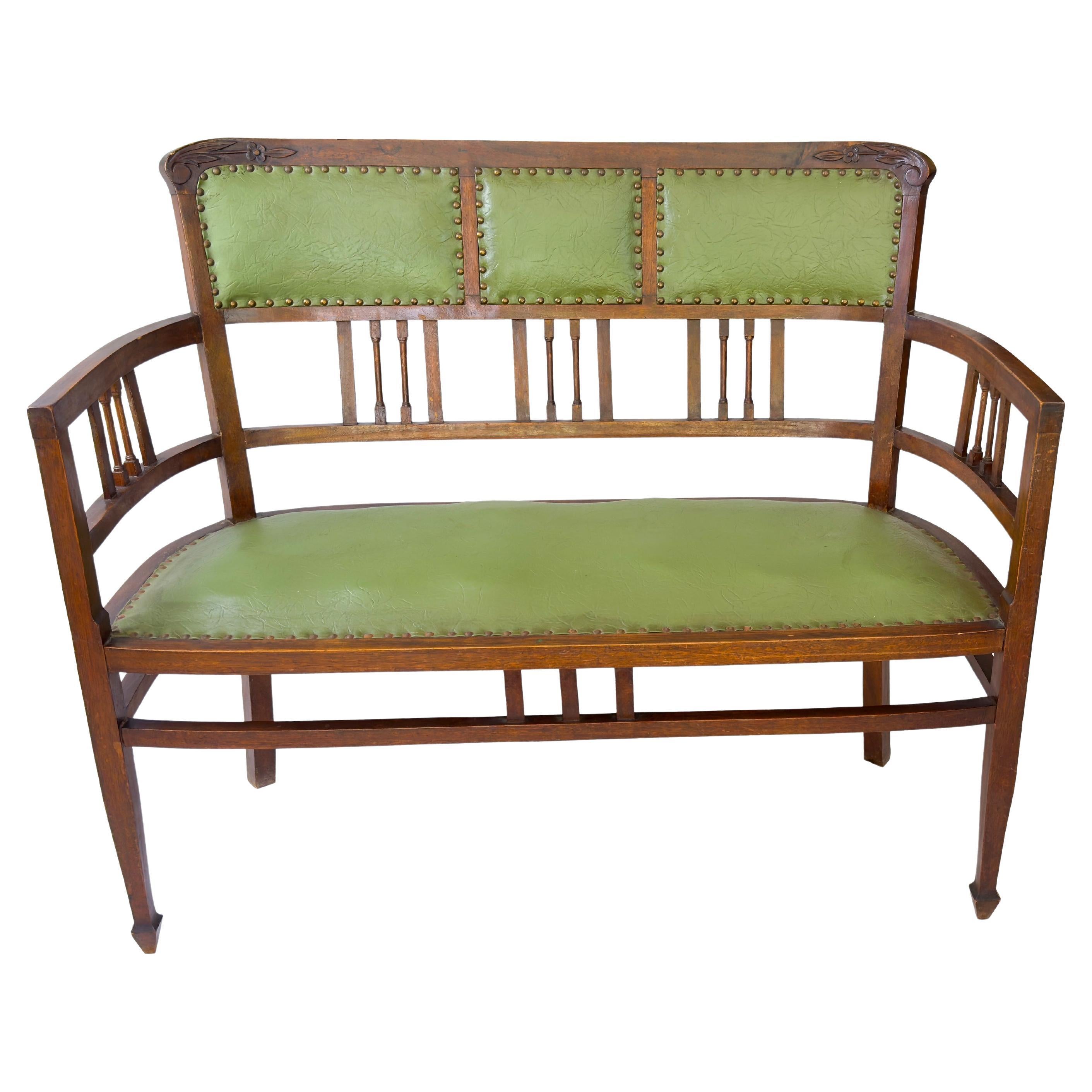 Grünes Canape-Leder im Art déco-Stil, 1940er-Jahre