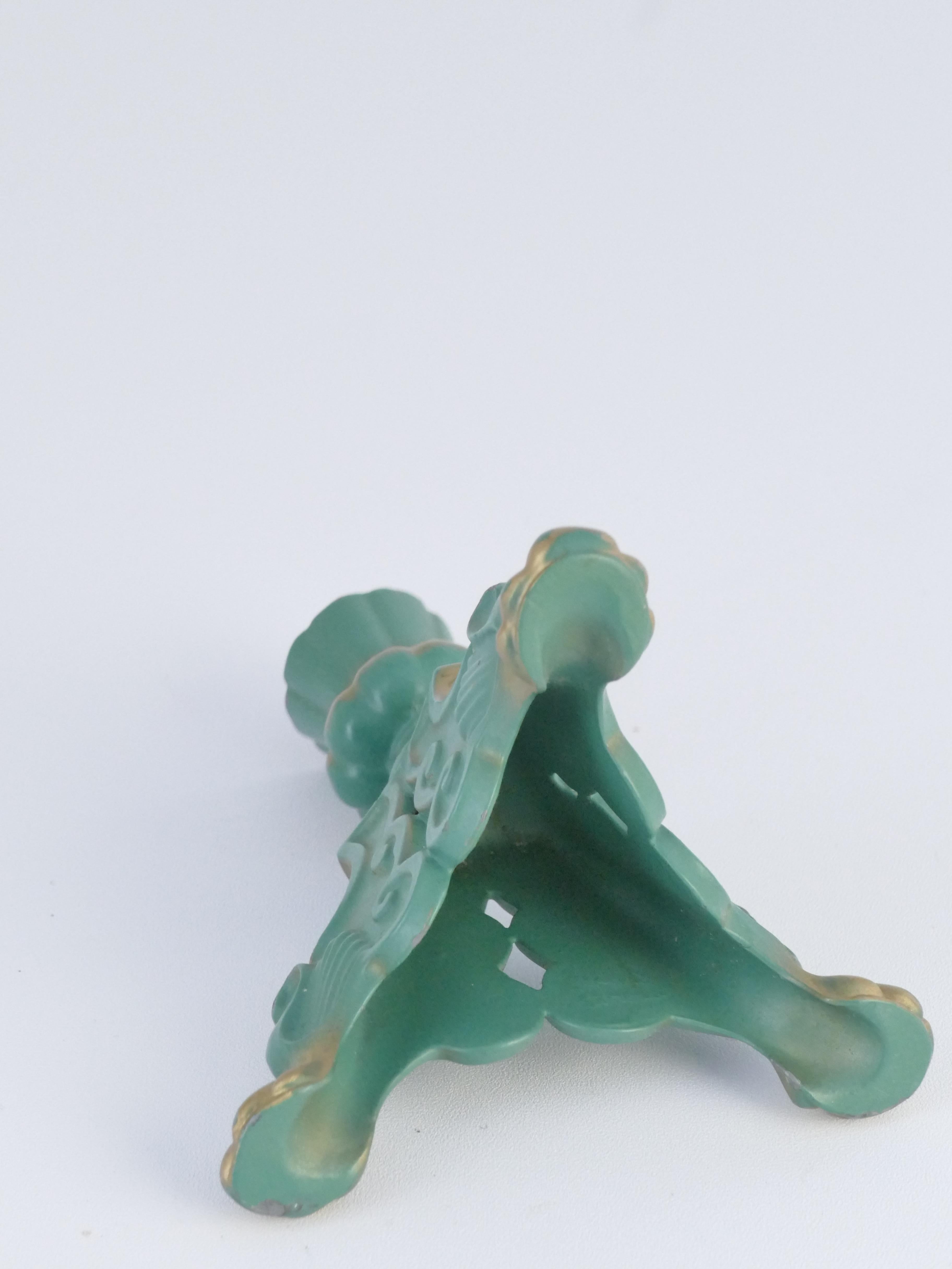 Candelero Art Déco de metal verde salvia, Stjärnmetall, Suecia Década de 1940 en venta 1
