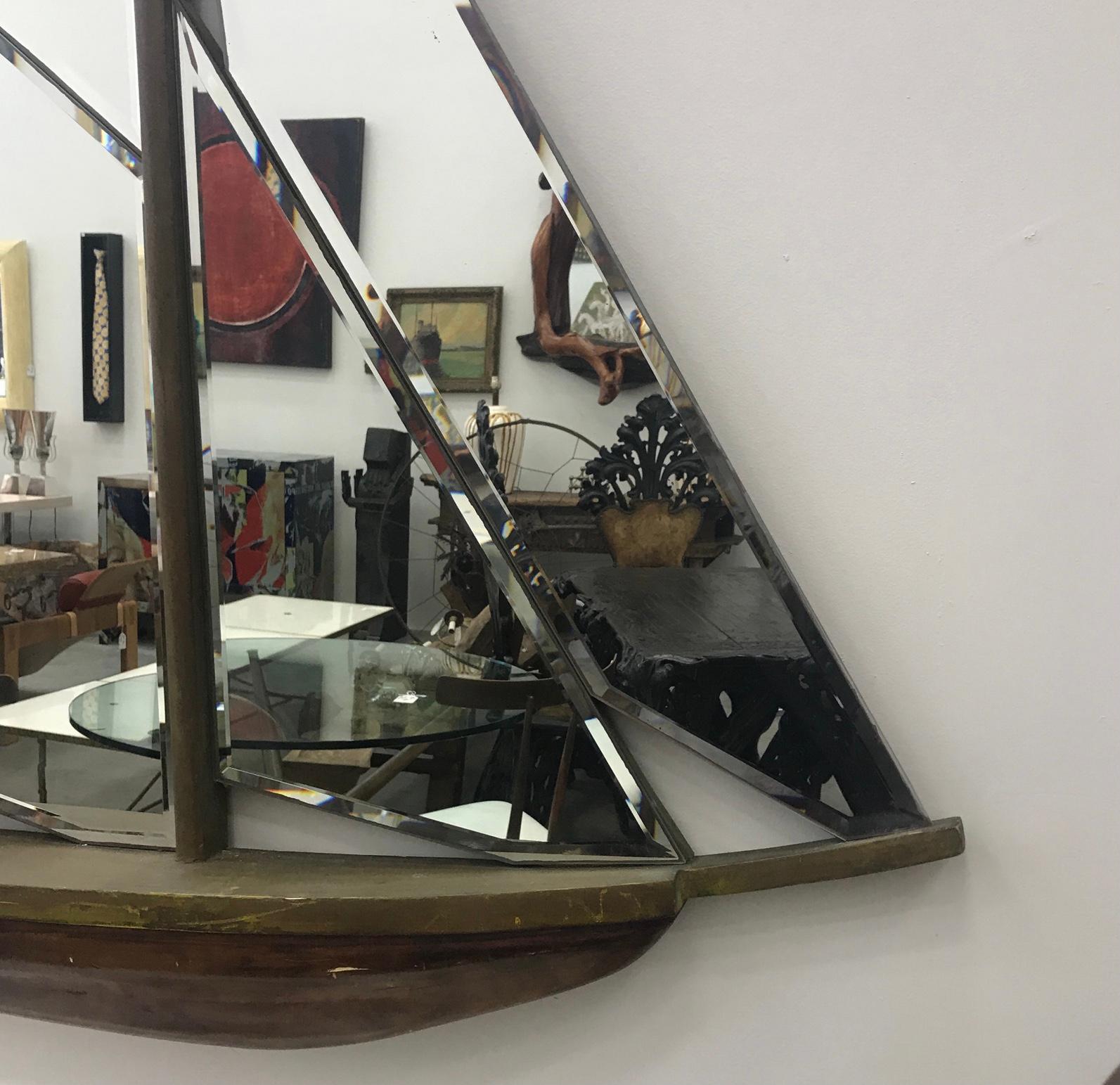 Art Deco Sailboat Mirror In Good Condition For Sale In Miami, FL