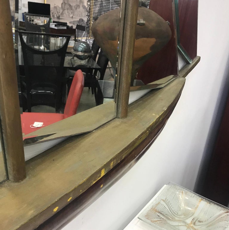 Wood Art Deco Sailboat Mirror For Sale