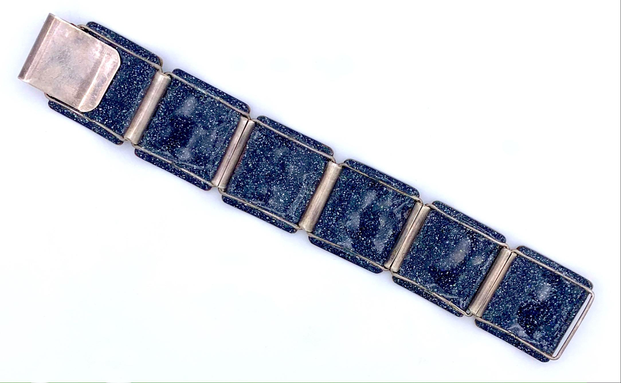 Women's Art Deco Sailing Boats Cloisonné Enamel Bracelet Silver Copper Silver Plated