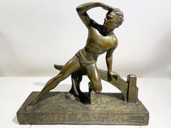 Sculpture Art Déco en bronze patiné signée "MEURICE", Circa 1940's