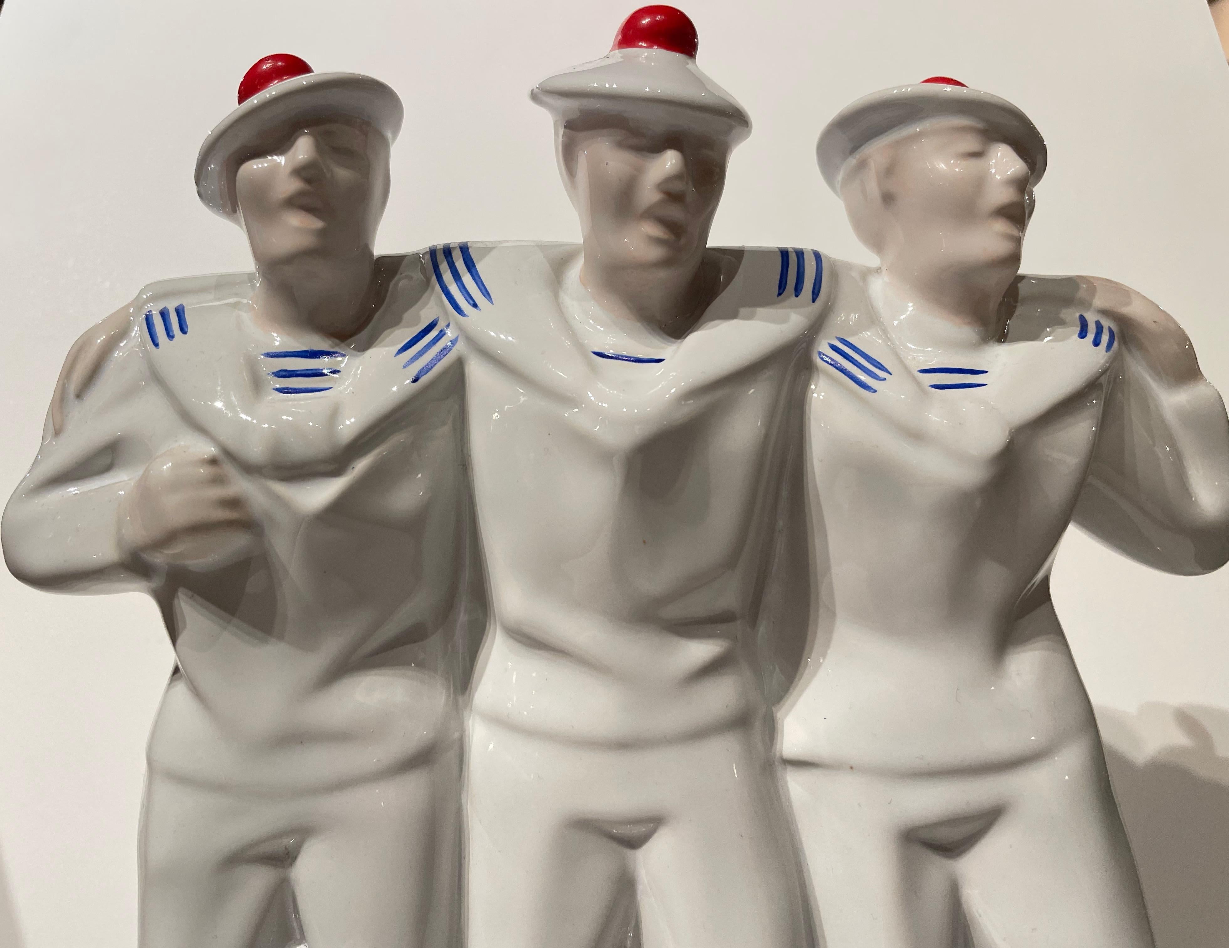 Art Deco Sailors on Leave Earthenware Ceramic Sculpture 1