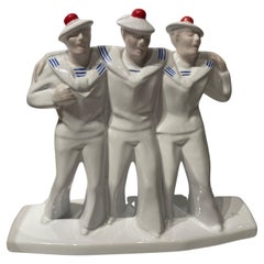 Art Deco Sailors on Leave Earthenware Ceramic Sculpture