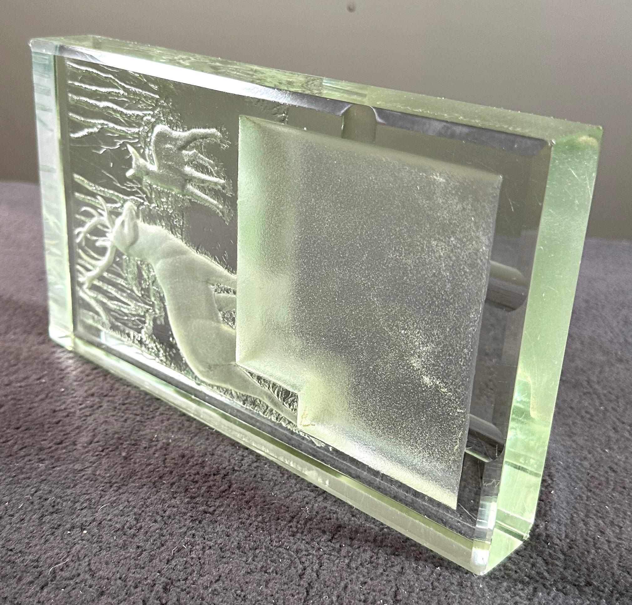 Art Deco Saint Gobain Glass etched ashtray, Centerpiece Luce, signed Müller 7