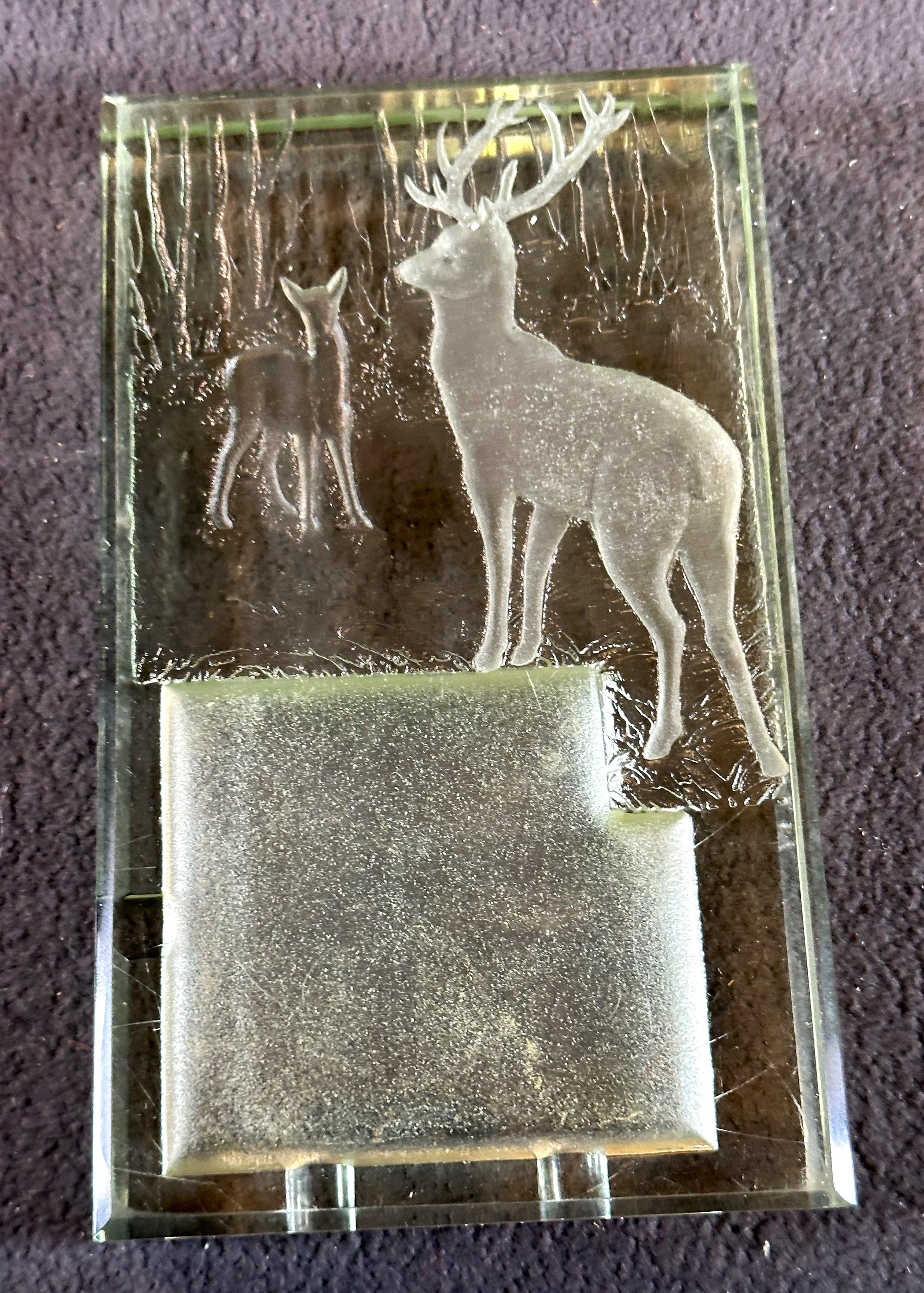 Art Deco Saint Gobain Glass etched ashtray, Centerpiece Luce, signed Müller 10