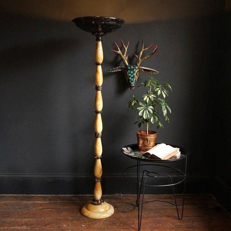 Antique Art Deco Saint Laurent and Sienna Marble Floor Lamp, 1930s 2