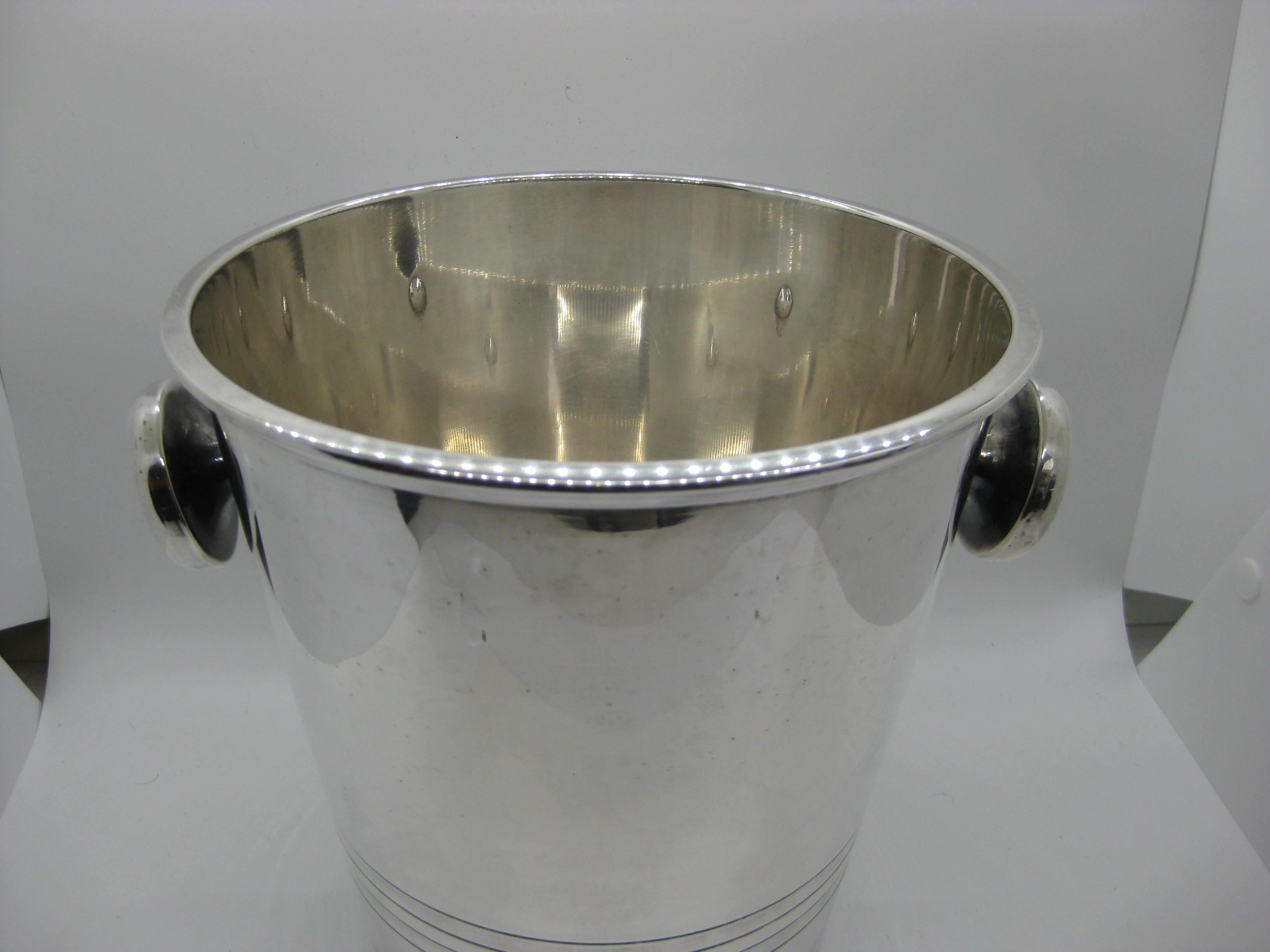 Art Deco Saint Medard Le Chardon French Silverplate Ice Bucket Champagne Cooler In Good Condition In San Diego, CA