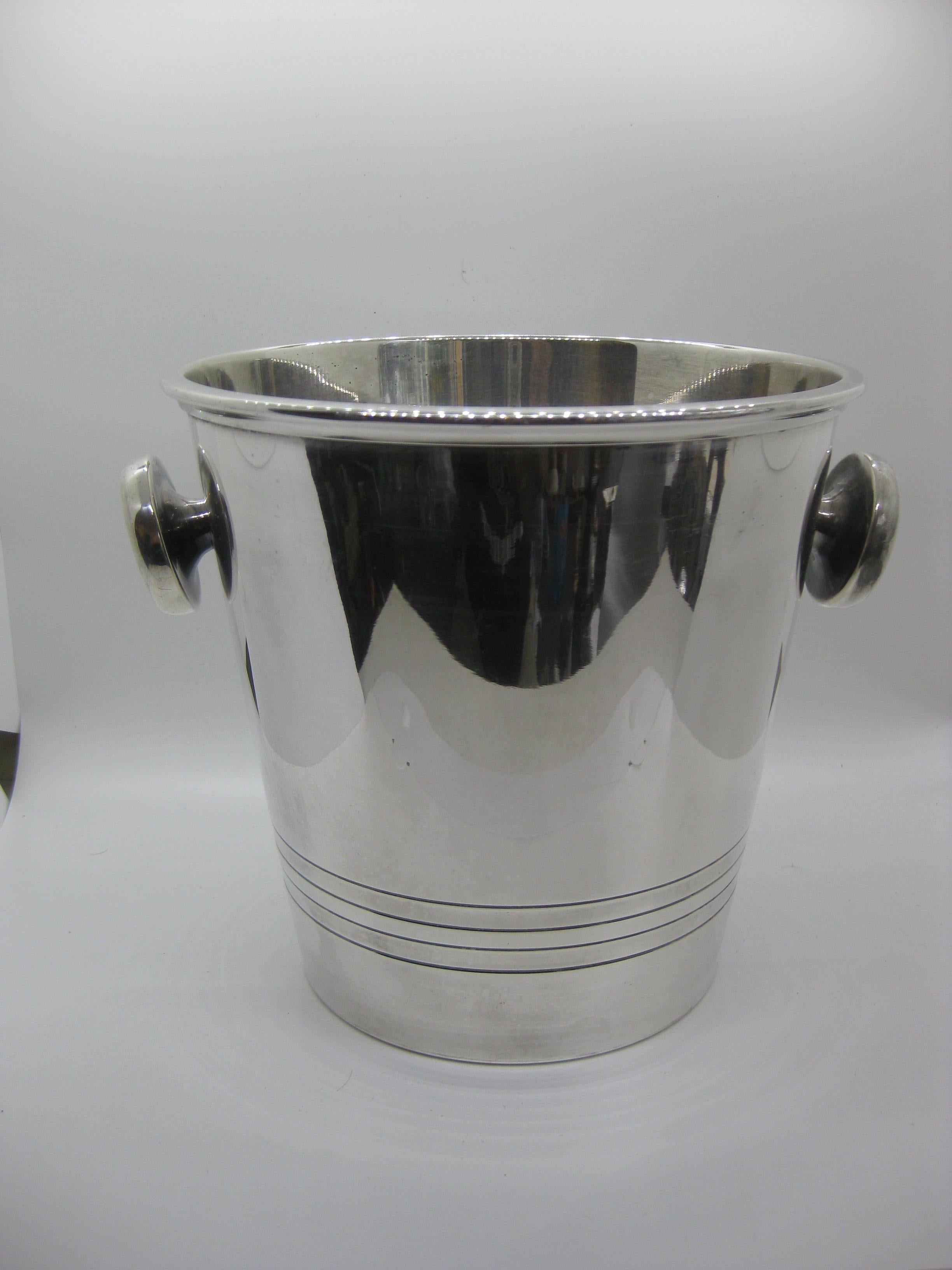 Art Deco Saint Medard Le Chardon French Silverplate Ice Bucket Champagne Cooler 4