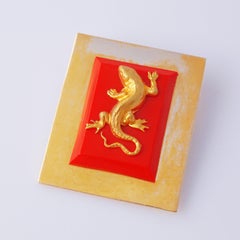 Art Deco Salamander Brooch With Cherry Bakelite By Jean Painlevé, 1930s