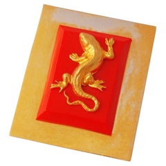 Art Deco Salamander Brooch With Cherry Bakelite By Jean Painlevé, 1930s