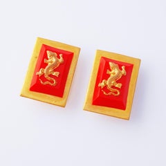 Art Deco Salamander Earrings With Cherry Bakelite By Jean Painlevé, 1930s