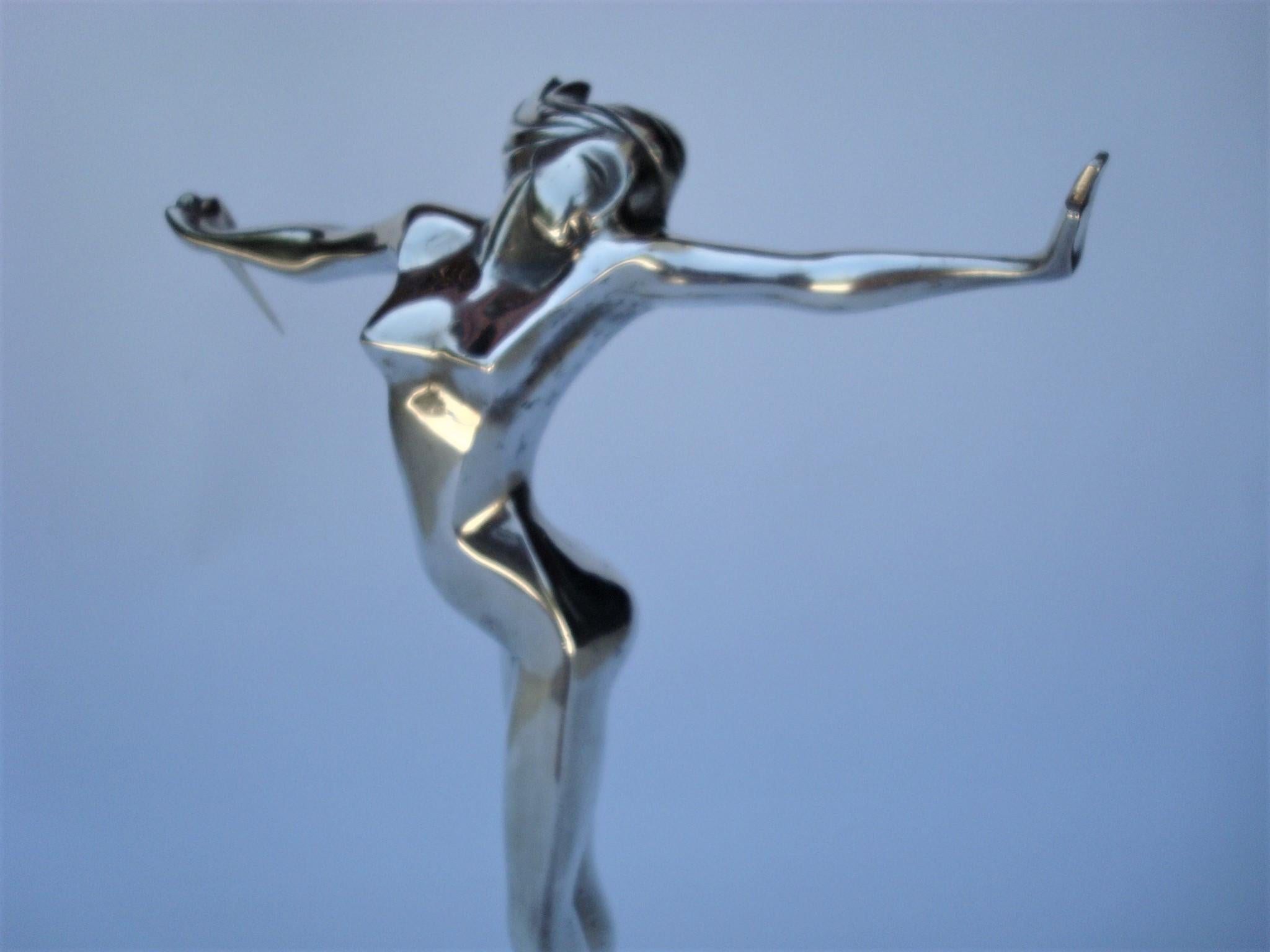 Art Deco Salome Nude Woman Silvered Bronze Sculpture, Sibylle May, France 6