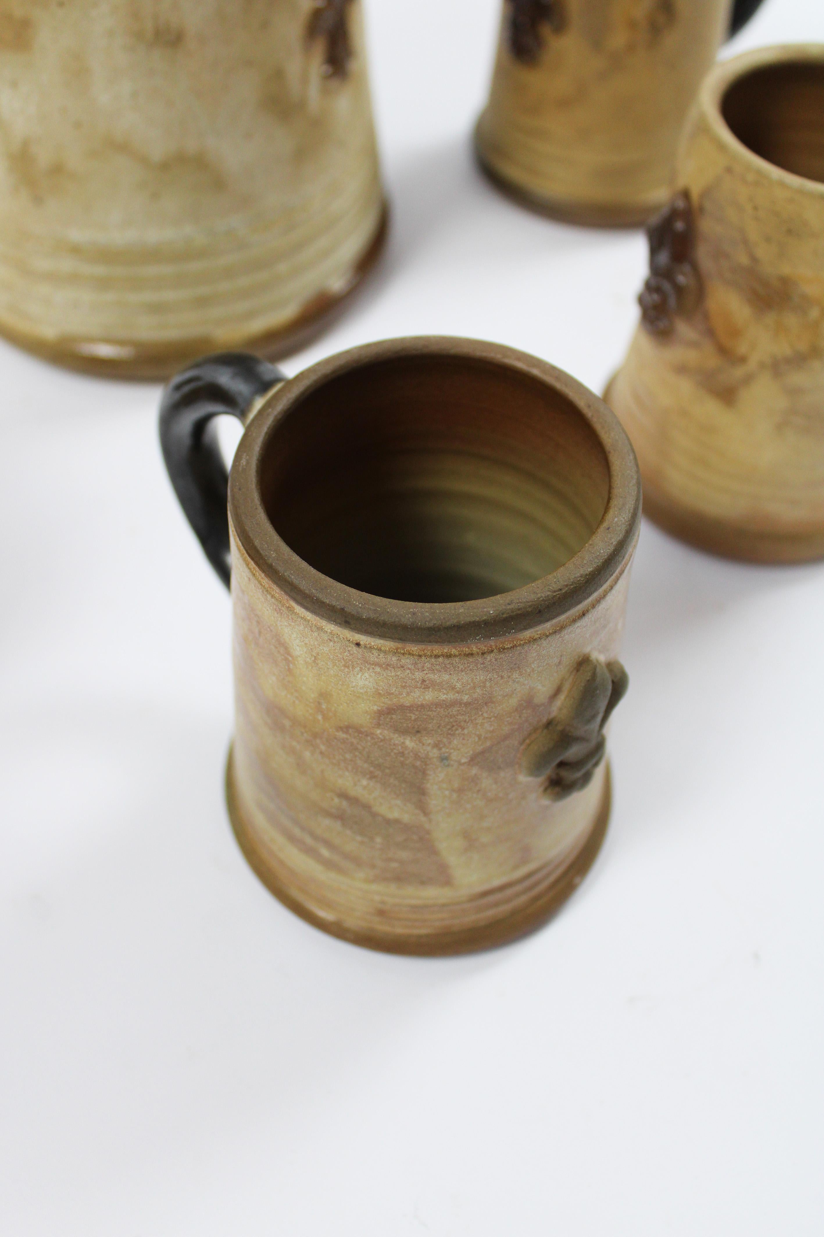 Belge Pichet et 6 carafes en grès émaillé au sel Art Déco signé Guerin Belgique années 1930 en vente