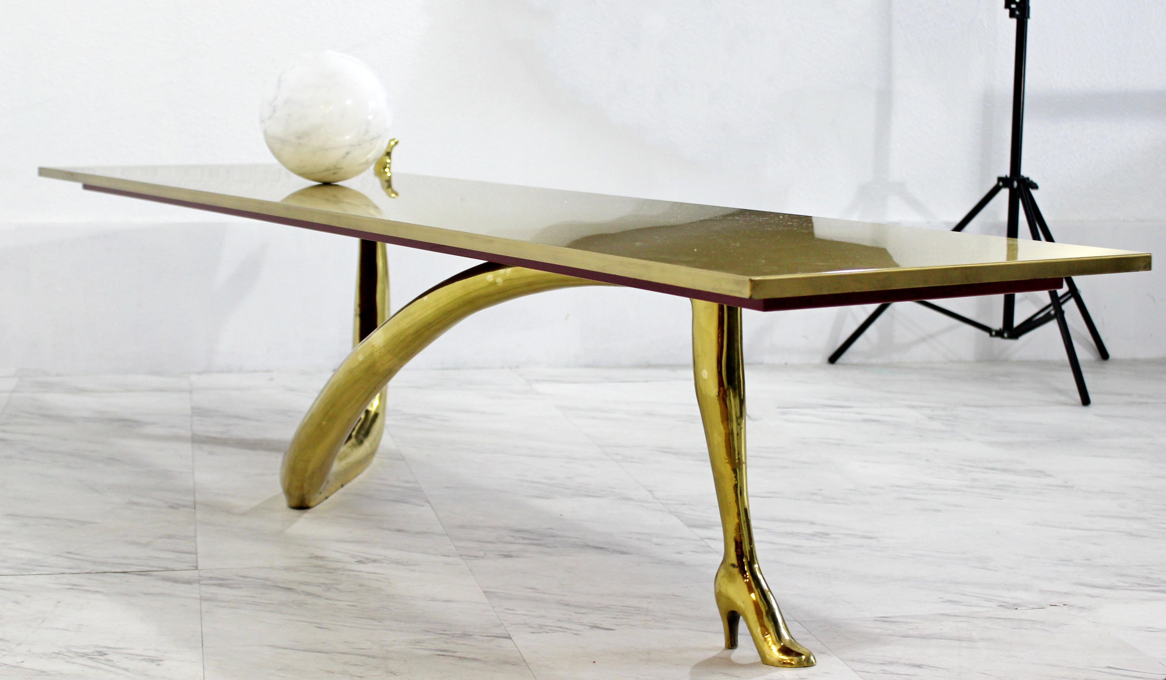 Art Deco Salvador Dali BD Surrealist Original Leda Low Brass Coffee Table #40 1