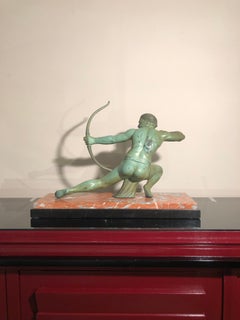 Art Deco Salvatore Melani Bowman on Marble Base Figurative Sculpture, 1930s