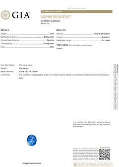 Art Deco Sapphire Diamond 3 Stone Ring Sri Lanka Mined 1.58ct GIA 1920s NOS 18K