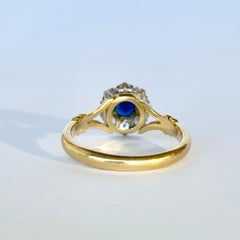 Art Deco Sapphire and Diamond 18 Carat and Platinum Cluster Ring