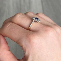 Art Deco Sapphire and Diamond 18 Carat and Platinum Cluster Ring