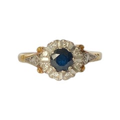 Art Deco Sapphire and Diamond 18 Carat and Platinum Cluster Ring