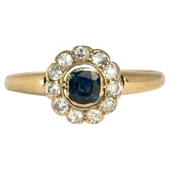 Art Deco Saphir und Diamant 18 Karat und Platin Cluster Ring