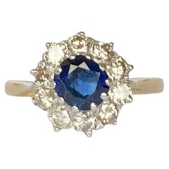 Art Deco Sapphire and Diamond 18 Carat and Platinum Cluster Ring