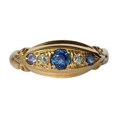 Art Deco Sapphire and Diamond 18 Carat Gold Band