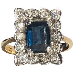 Art Deco Sapphire and Diamond 18 Carat Gold Cluster Ring Art Deco Sapphire and Diamond 18 Carat Gold Cluster Ring