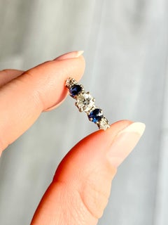 Art Deco Sapphire and Diamond 18 Carat Gold Five-Stone Ring