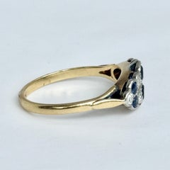 Art Deco Sapphire and Diamond 18 Carat Gold Panel Ring