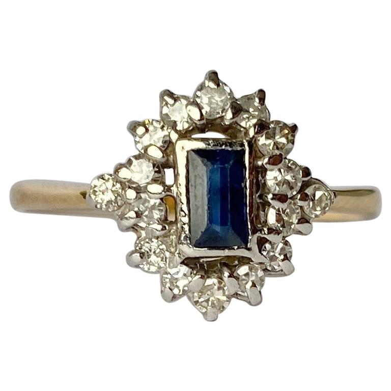 Art Deco Sapphire and Diamond 18 Carat Gold Panel Ring