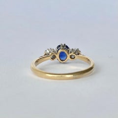 Art Deco Sapphire and Diamond 18 Carat Gold Ring