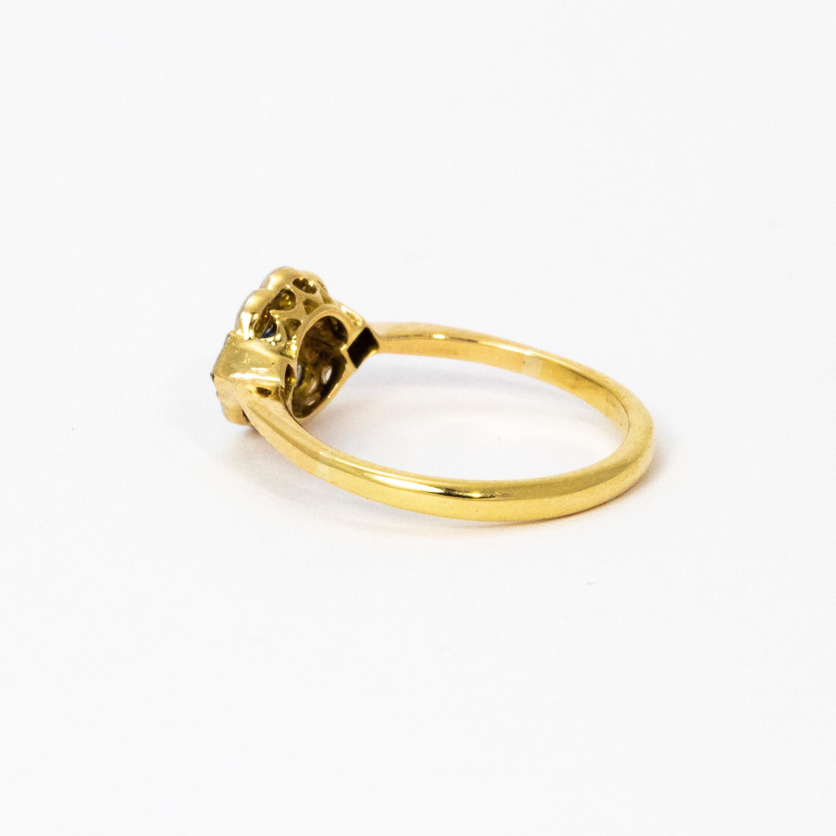Art Deco Sapphire and Diamond 18 Carat Gold Ring (Art déco)