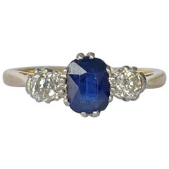 Art Deco Sapphire and Diamond 18 Carat Gold Ring Art Deco Sapphire and Diamond 18 Carat Gold Ring