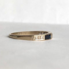 Art Deco Sapphire and Diamond 18 Carat White Gold Half Eternity Band
