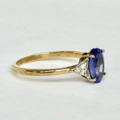 Art Deco Sapphire and Diamond 18 Carat White Gold Solitaire Ring