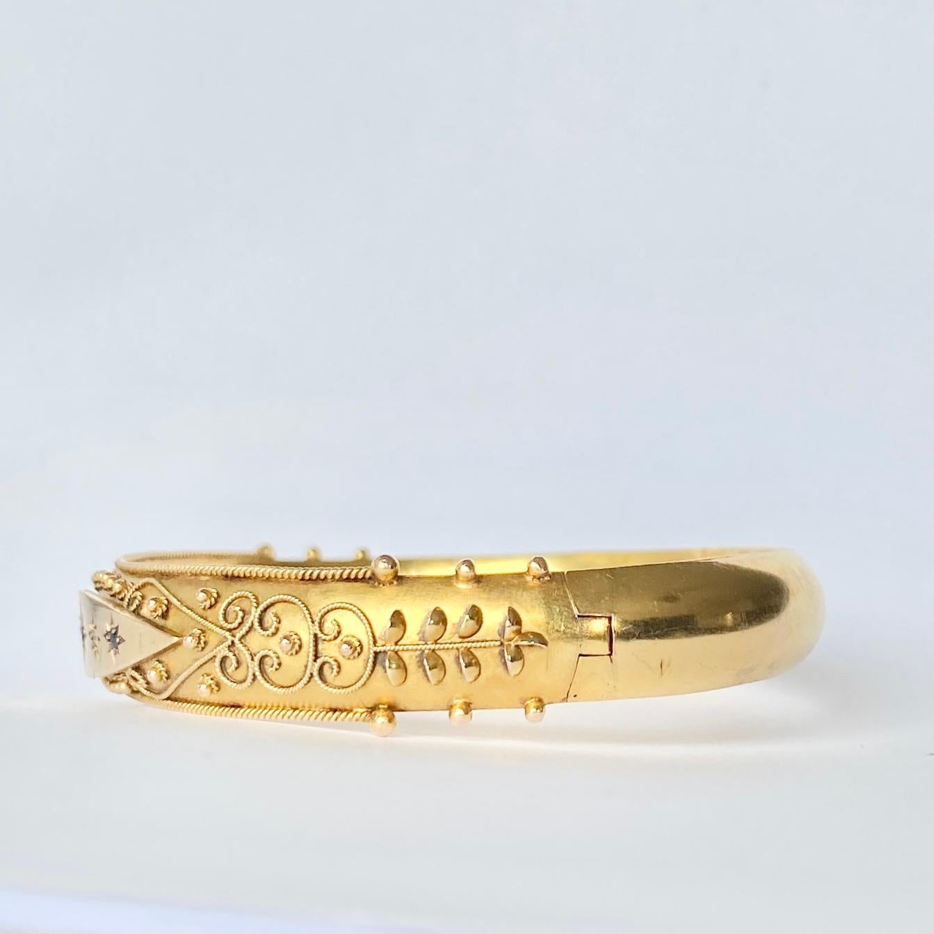 Art Deco Sapphire and Diamond 9 Carat Gold Bangle In Good Condition In Chipping Campden, GB