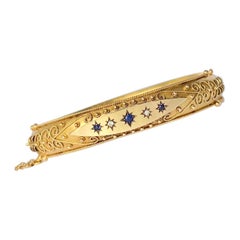 Art Deco Sapphire and Diamond 9 Carat Gold Bangle