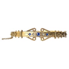 Art Deco Sapphire and Diamond 9 Carat Gold Bangle