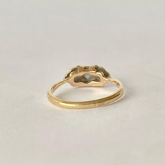Art Deco Sapphire and Diamond 9 Carat Gold Panel Ring