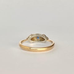 Art Deco Sapphire and Diamond 9 Carat Gold Panel Ring
